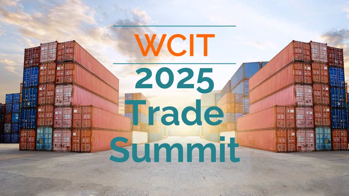 WCIT 2025 Trade Summit with cargo containers in the background